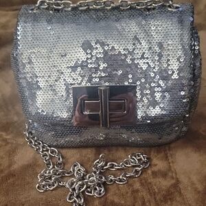 JELAVU Barney Mini Bag Silver Sequin Chain Strap